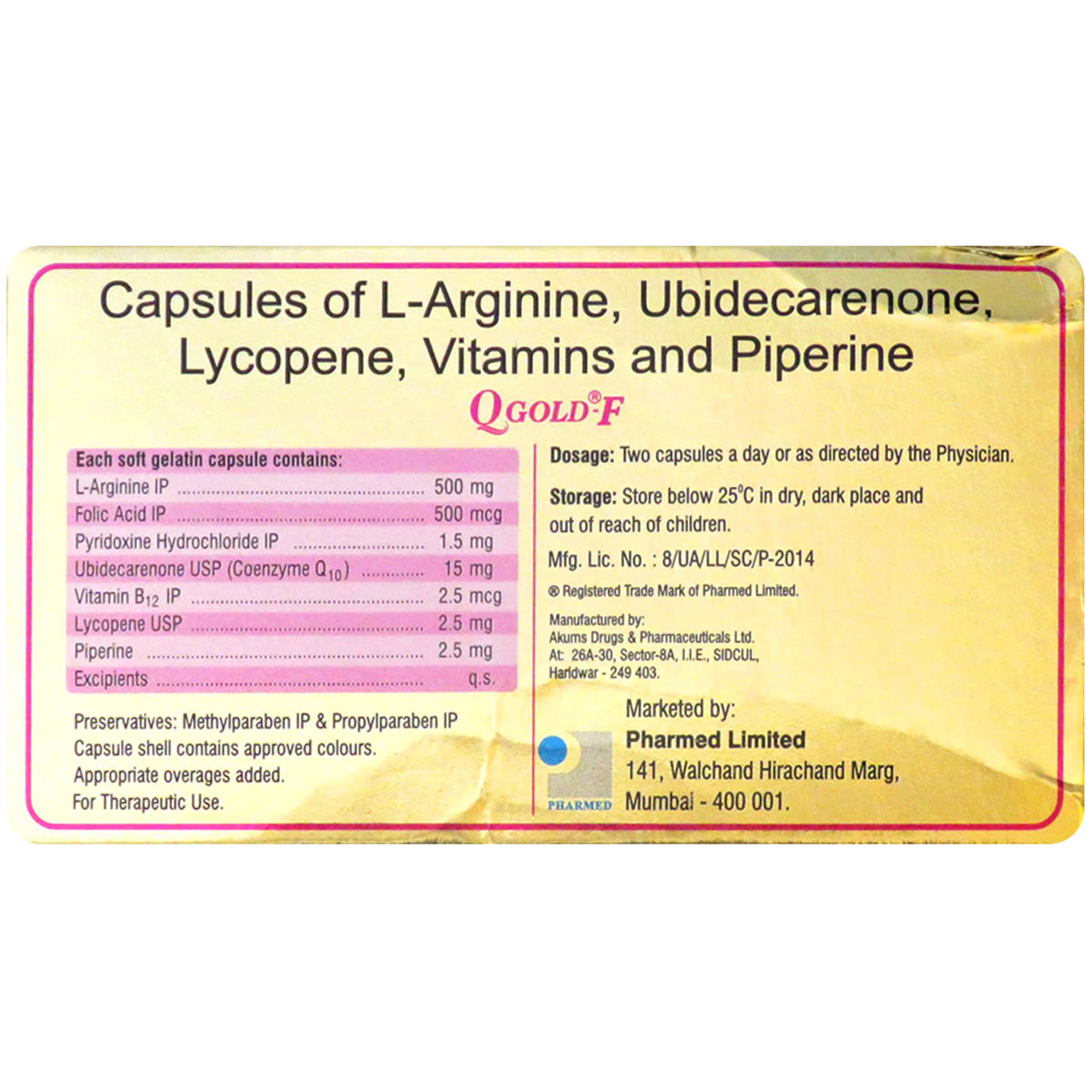 Q Gold F Capsule 10's, Pack of 10 Q Gold F Capsule 10's, Pack of 10