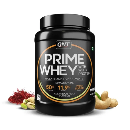 QNT Prime Whey Protein Kesar Kaju Pista Flavour Powder, 1 kg