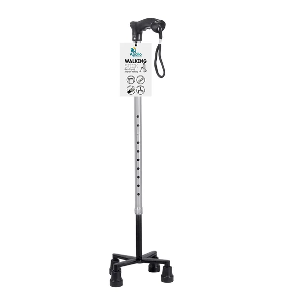 Apollo Pharmacy Walking Quadripod Stick, 1 Count, Pack of 1