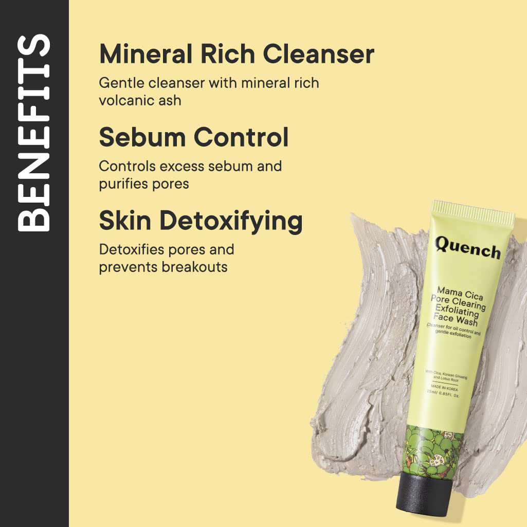 Quench Mama Cica Pore Clearing Exfoliating Face Wash, 100 ml, Pack of 1 Quench Mama Cica Pore Clearing Exfoliating Face Wash, 100 ml, Pack of 1