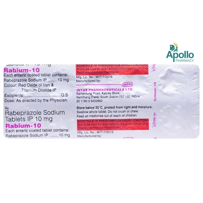 RABIUM 10MG TABLET, Pack of 10 TABLETS