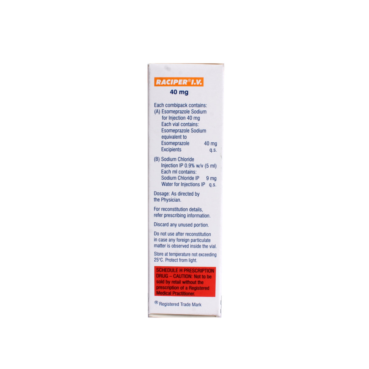 Raciper 40 mg Injection 1's, Pack of 1 INJECTION Raciper 40 mg Injection 1's, Pack of 1 INJECTION