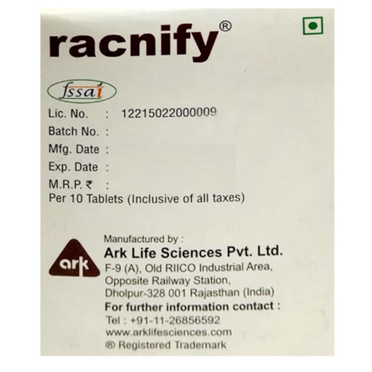 Racnify Tablet, Pack of 10 Racnify Tablet, Pack of 10