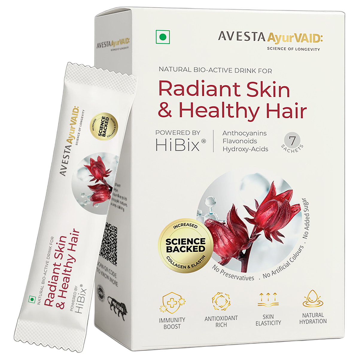 AvestaAyurVAID Radiant Skin & Healthy Hair, 7 Sachets - Supports Natural Collagen & Elastin, Pack of 1 AvestaAyurVAID Radiant Skin & Healthy Hair, 7 Sachets - Supports Natural Collagen & Elastin, Pack of 1