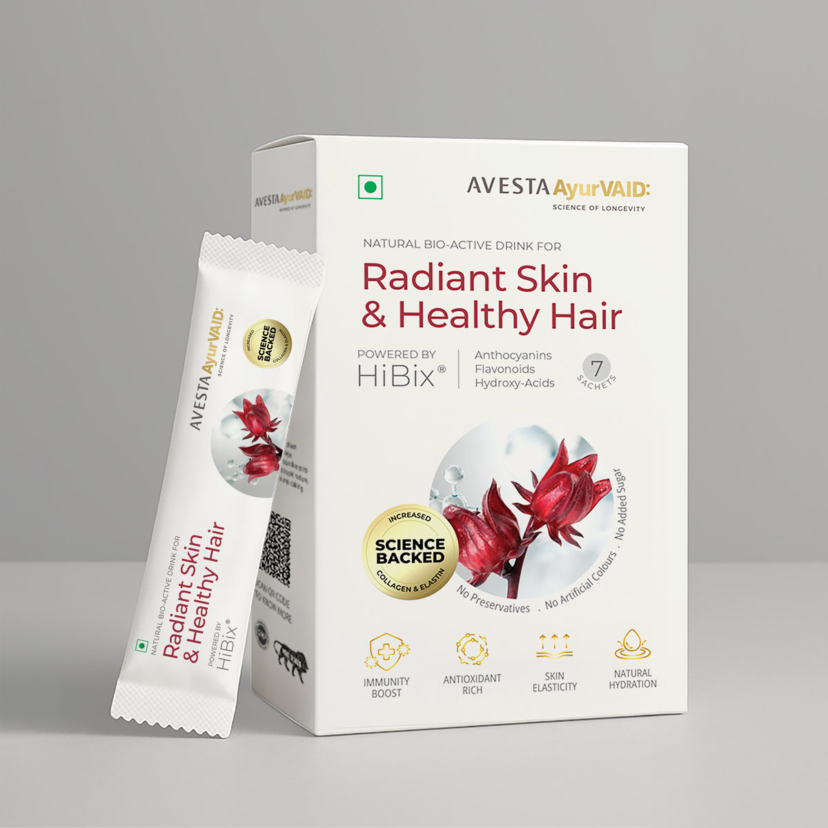 AvestaAyurVAID Radiant Skin & Healthy Hair, 7 Sachets - Supports Natural Collagen & Elastin, Pack of 1 AvestaAyurVAID Radiant Skin & Healthy Hair, 7 Sachets - Supports Natural Collagen & Elastin, Pack of 1