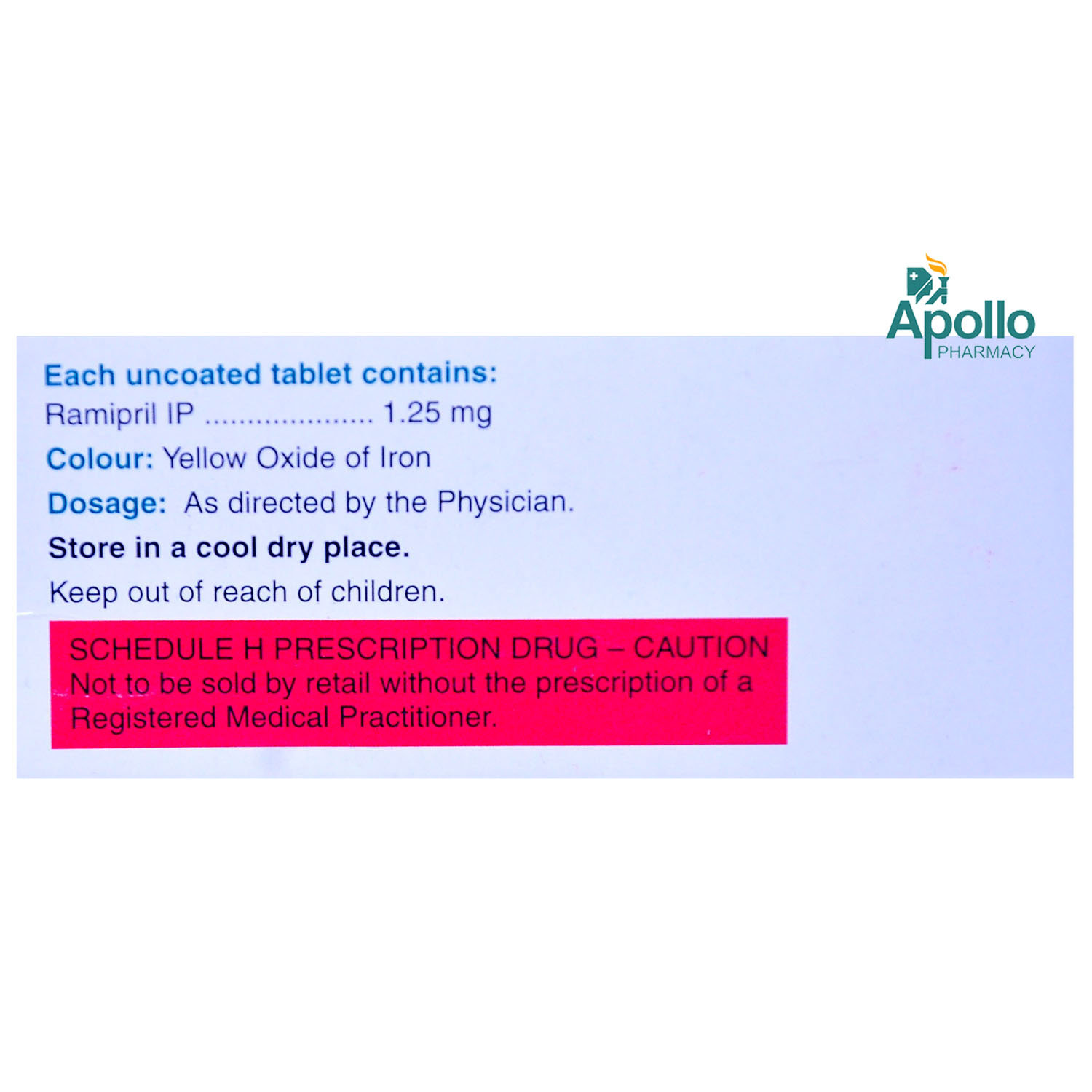 Ramipres-1.25 Tablet 10's, Pack of 10 TABLETS Ramipres-1.25 Tablet 10's, Pack of 10 TABLETS