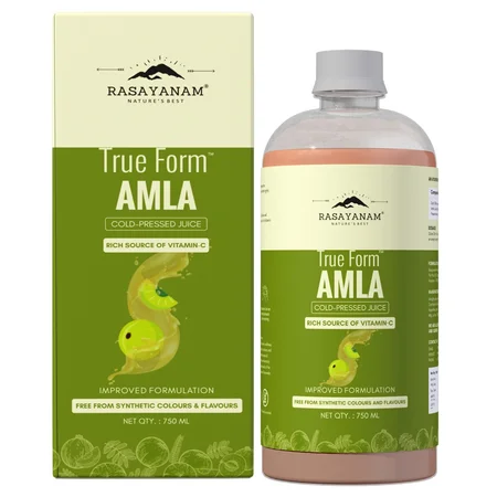 Rasayanam Pure Amla Juice for Healthy Hair & Skin , 750 ml | Cold Pressed & Rich in Vitamin C