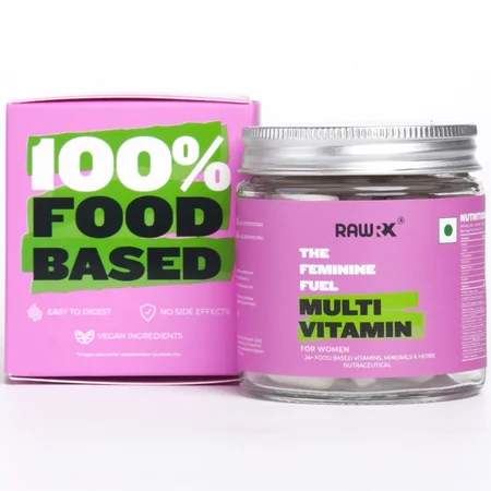 RawRx Vegan Multivitamin for Women, 30 Tablets|100% Food Based| 24+ Vitamins, Mineral & Herbs