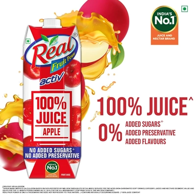 Real Fruit Power Activ 100% Apple Fruit Juice, 1 Litre, Pack of 1