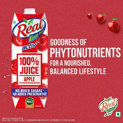 Real Fruit Power Activ 100% Apple Fruit Juice, 1 Litre, Pack of 1