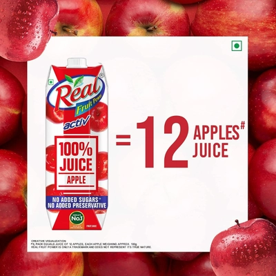 Real Fruit Power Activ 100% Apple Fruit Juice, 1 Litre, Pack of 1