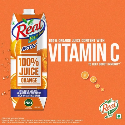 Real Fruit Power Activ 100% Orange Fruit Juice, 1 Litre, Pack of 1