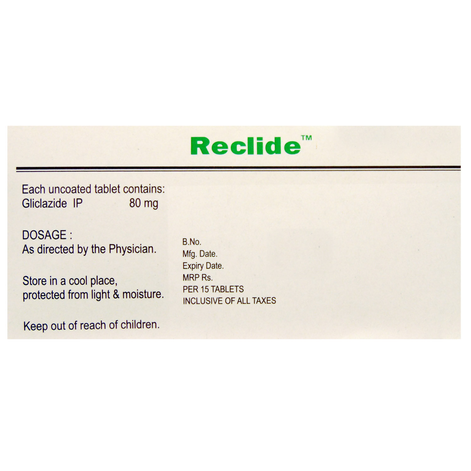 Reclide Tablet 15's, Pack of 15 TABLETS Reclide Tablet 15's, Pack of 15 TABLETS