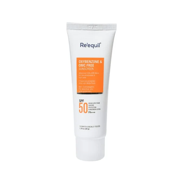 Re'equil Oxybenzone &amp; OMC Free SPF 50 Pa++++ Sunscreen, 50 gm, Pack of 1
