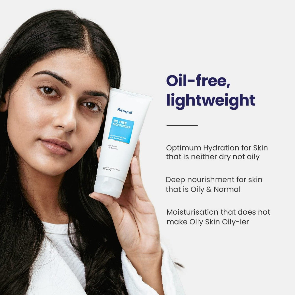 Re'equil Oil Free Moisturiser 100 gm | Hydrating Formula | Deep Nourishment & Moisturization| Lightweight | For Normal To Oily Skin, Pack of 1 Re'equil Oil Free Moisturiser 100 gm | Hydrating Formula | Deep Nourishment & Moisturization| Lightweight | For Normal To Oily Skin, Pack of 1