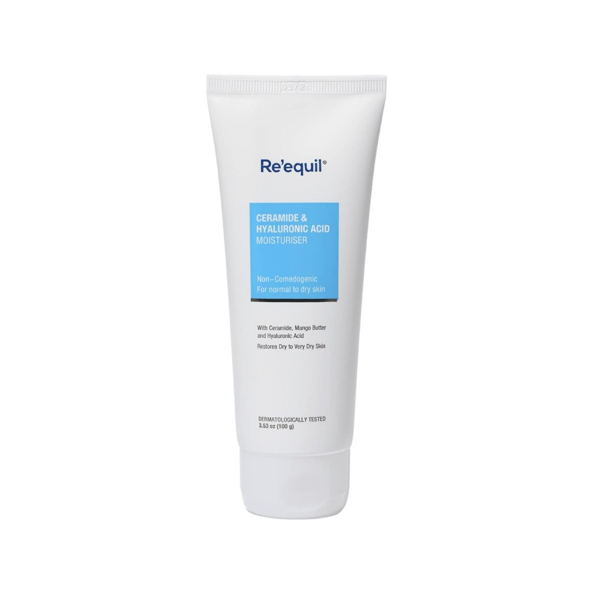 Re'equil Ceramide & Hyaluronic Acid Moisturiser 100 gm | With Ceramide, Mango Butter & Hyaluronic Acid | Locks In Moisture | Restores Dry Skin To Very Dry Skin | For Normal To Dry Skin, Pack of 1 Re'equil Ceramide & Hyaluronic Acid Moisturiser 100 gm | With Ceramide, Mango Butter & Hyaluronic Acid | Locks In Moisture | Restores Dry Skin To Very Dry Skin | For Normal To Dry Skin, Pack of 1