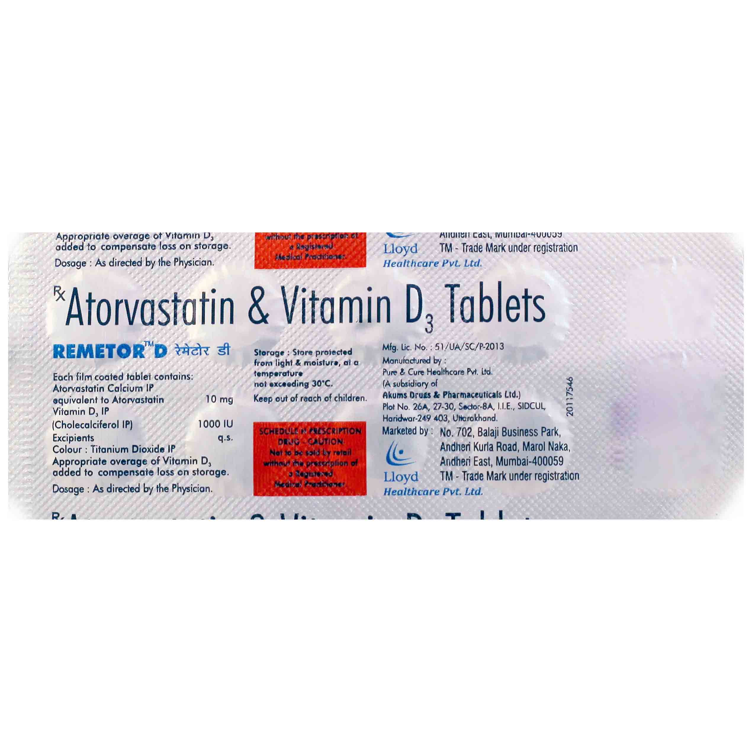 Remetor D Tablet 10's, Pack of 10 Remetor D Tablet 10's, Pack of 10