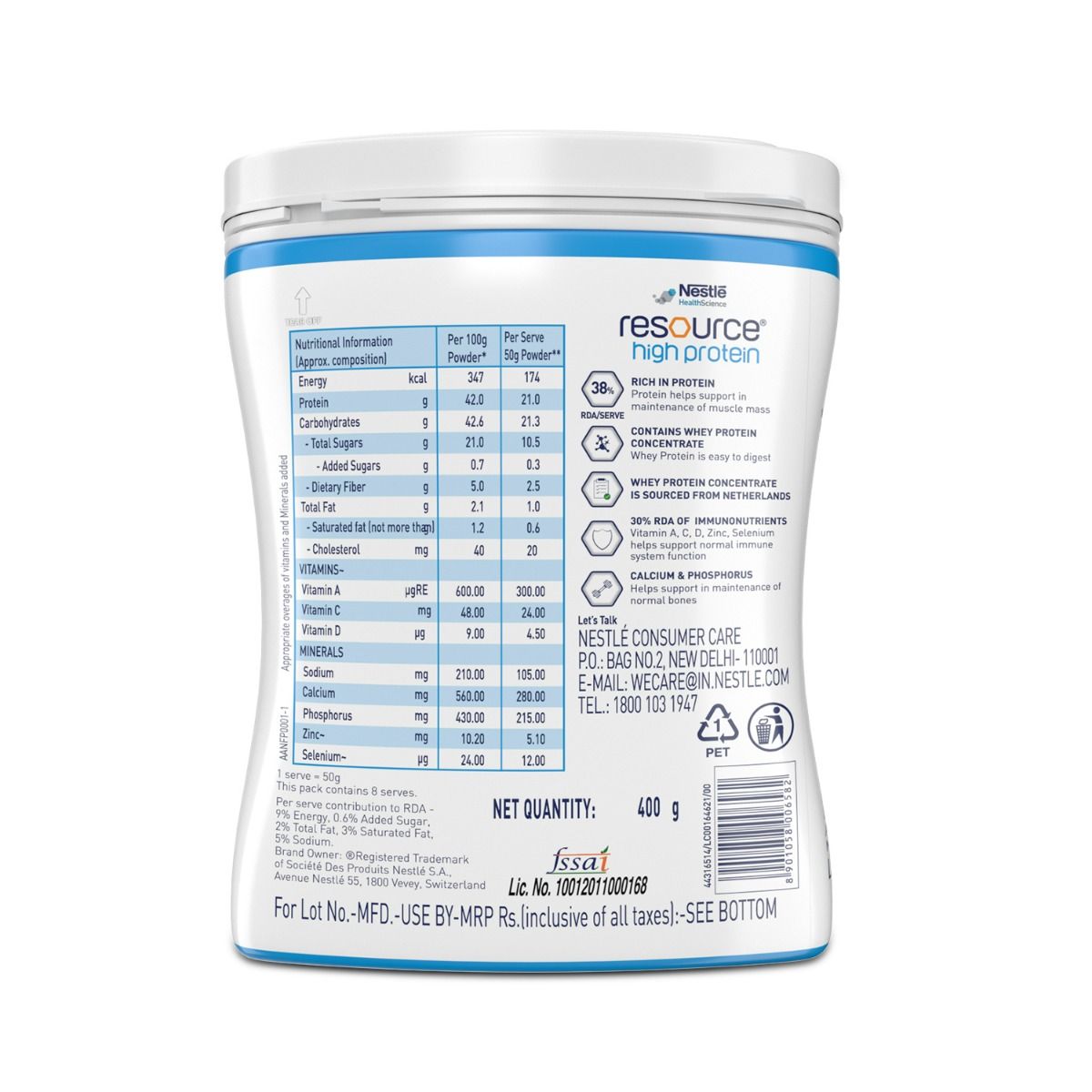Nestle Resource High Protein Vanilla Flavour Powder, 400 gm Price, Uses, Side Effects