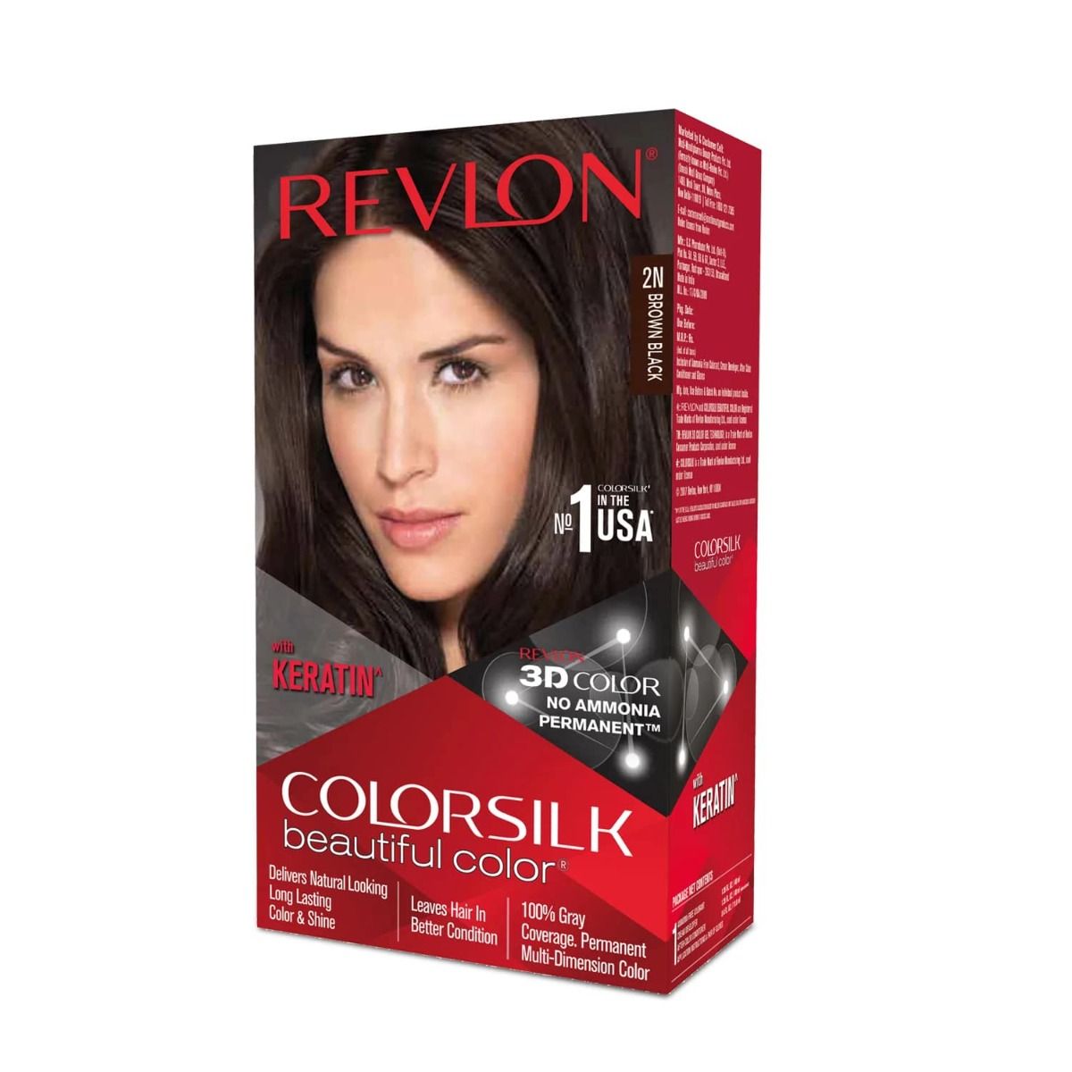 Revlon Colorsilk 2N Dark Brown Black Hair Color, 1 Kit Price, Uses ...