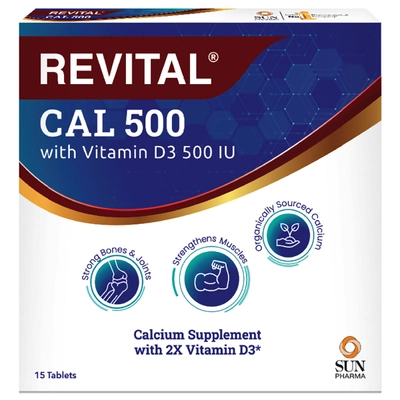 Revital Cal 500 with Vitamin D3, 15 Tablets, Pack of 15