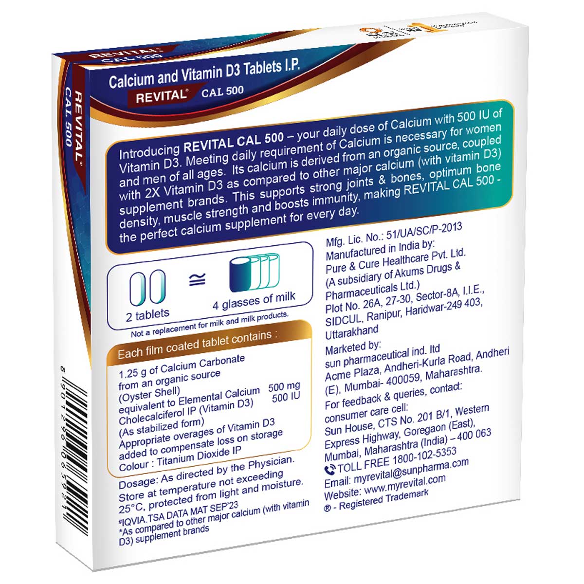 Revital Cal 500 with Vitamin D3, 15 Tablets, Pack of 15 Revital Cal 500 with Vitamin D3, 15 Tablets, Pack of 15