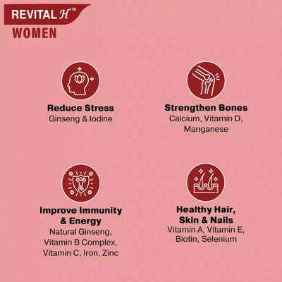 Revital H Complete Multivitamin for Women &amp; Men Combo Pack, 60's (30 Capsules+30 Tablets), Pack of 1