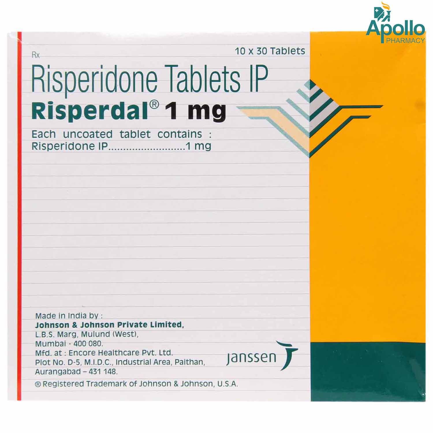 Risperdal 1 mg Tablet 10's Risperdal 1 mg Tablet 10's