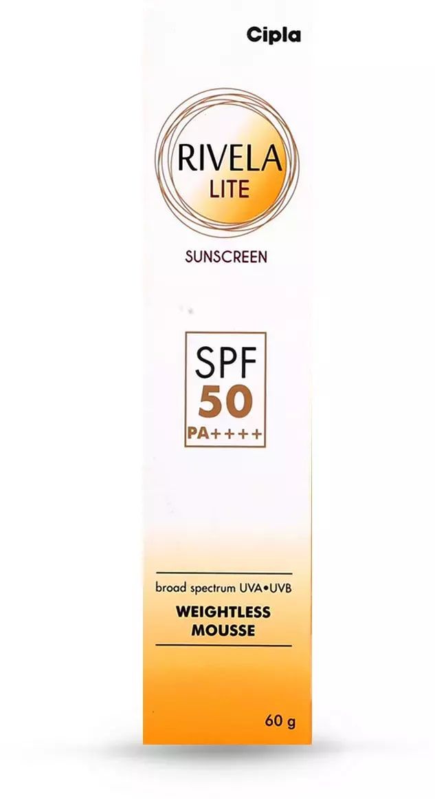 Rivela Lite SPF 50 PA++++ Sunscreen 60 gm, Pack of 1 