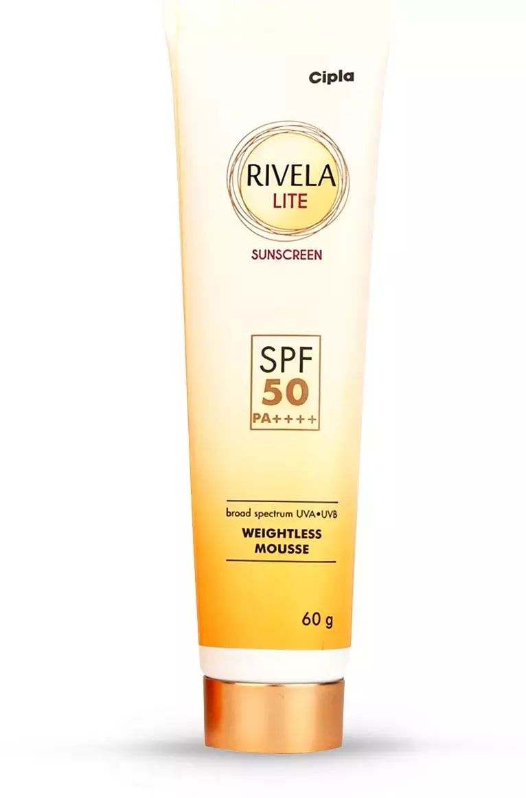 Rivela Lite SPF 50 PA++++ Sunscreen 60 gm, Pack of 1 