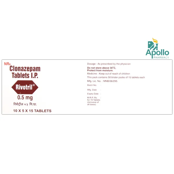 Rivotril 0.5 mg Tablet 15's, Pack of 15 TABLETS