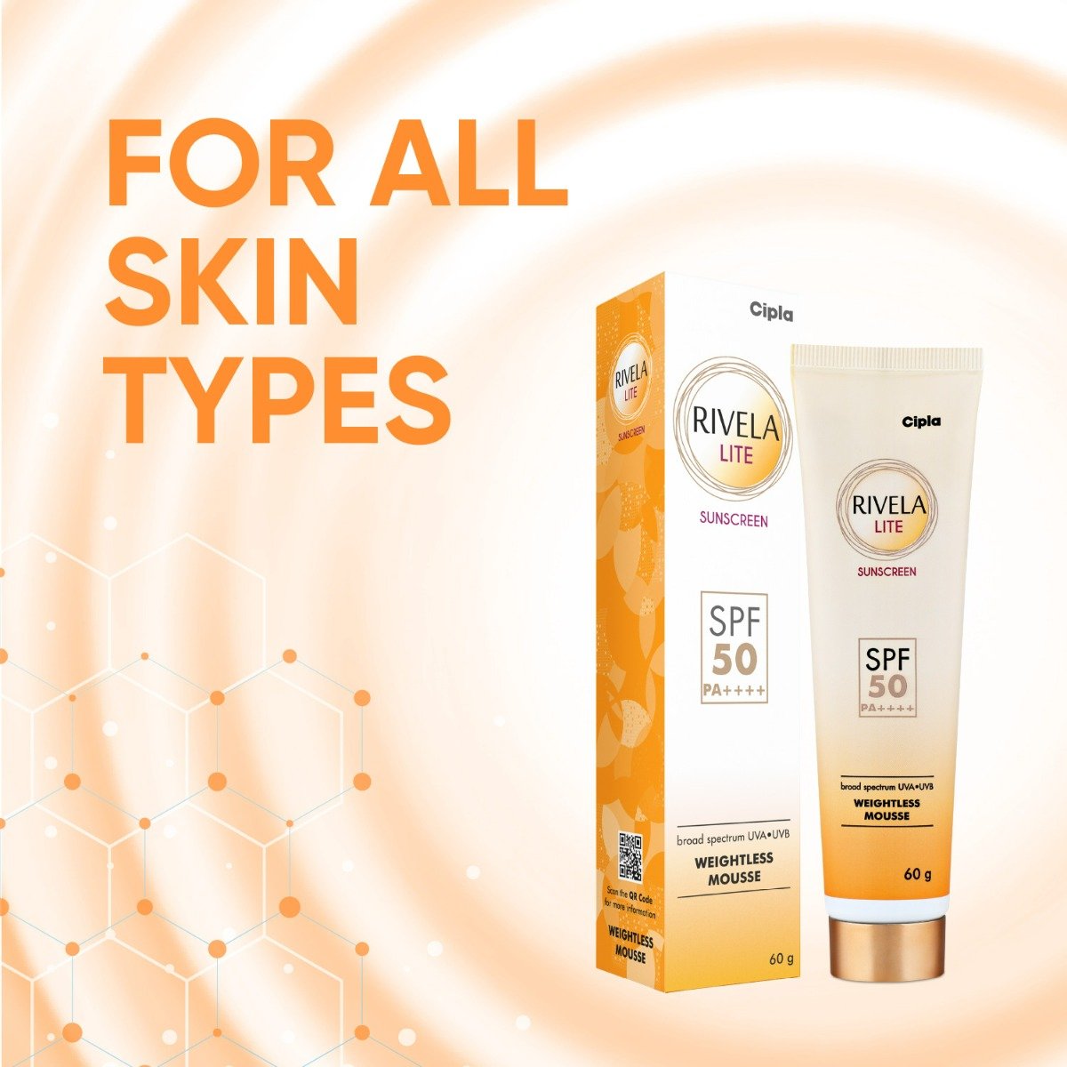 Rivela Lite SPF 50 PA++++ Sunscreen 60 gm, Pack of 1 Rivela Lite SPF 50 PA++++ Sunscreen 60 gm, Pack of 1