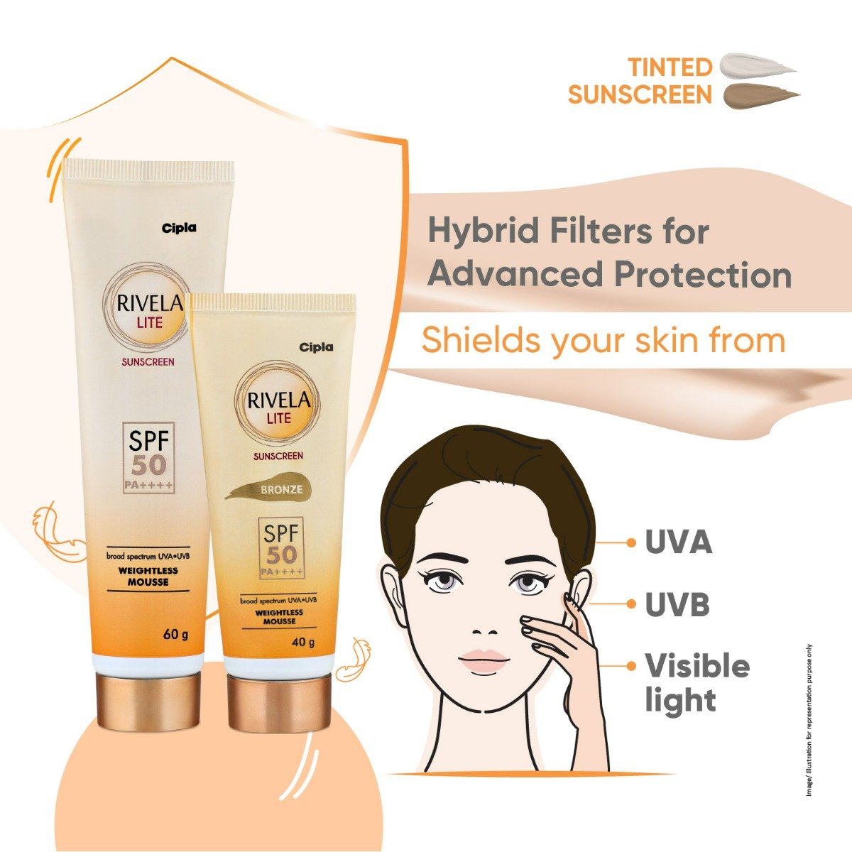 Rivela Lite SPF 50 PA++++ Sunscreen 60 gm, Pack of 1 Rivela Lite SPF 50 PA++++ Sunscreen 60 gm, Pack of 1