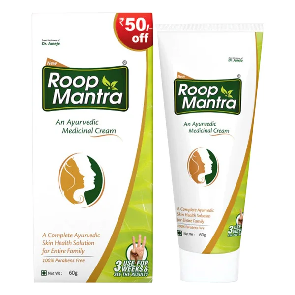Roop Mantra Face Cream 60 gm | With Goodness Of 12 herbs | Nourishes &amp; Moisturises Skin | Prevents Acne, Pimple, Blemishes | Ayurvedic Cream | Non Greasy &amp; Light Weight | For All Skin Type, Pack of 1