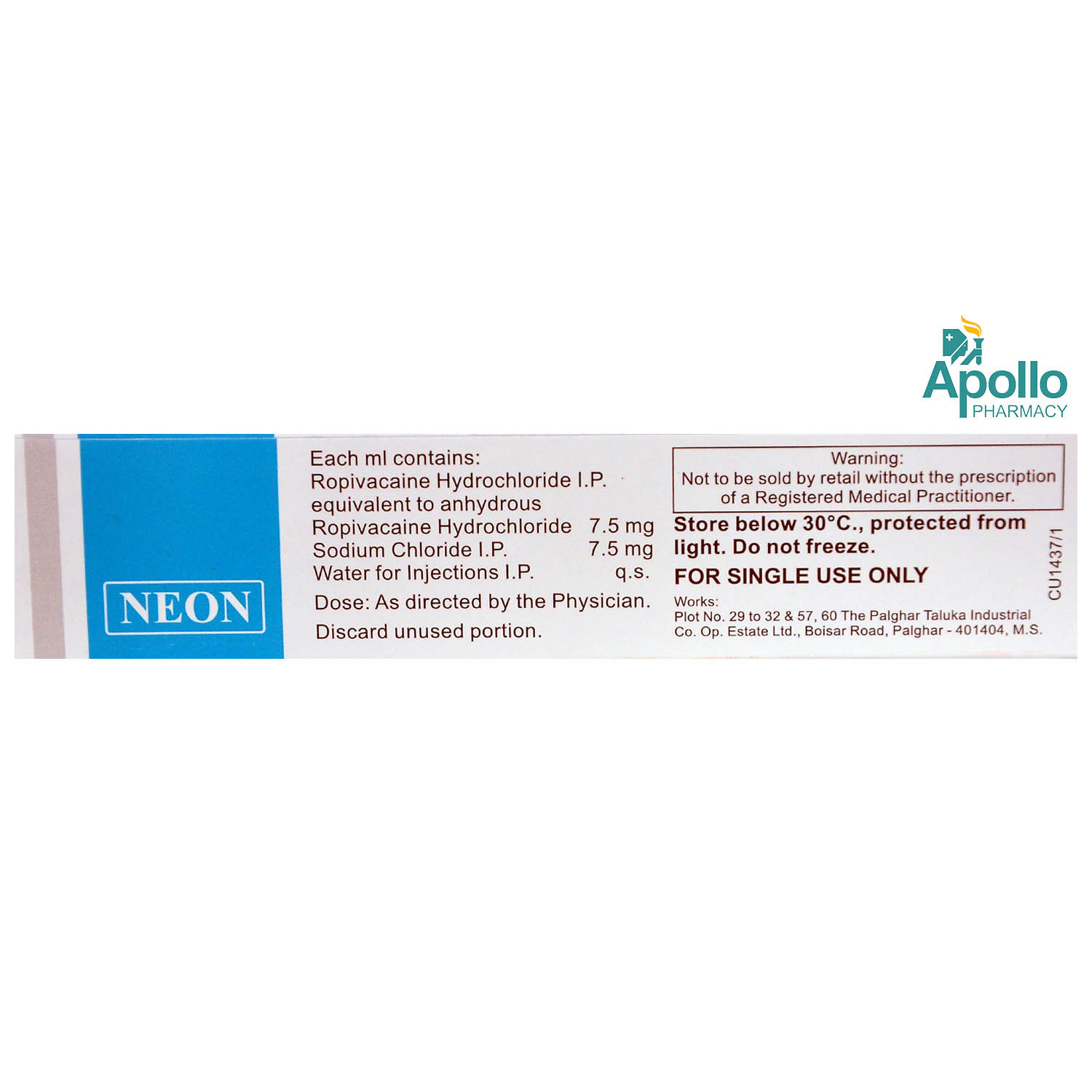 ROPIN 0.75% INJECTION 20ML, Pack of 1 ROPIN 0.75% INJECTION 20ML, Pack of 1