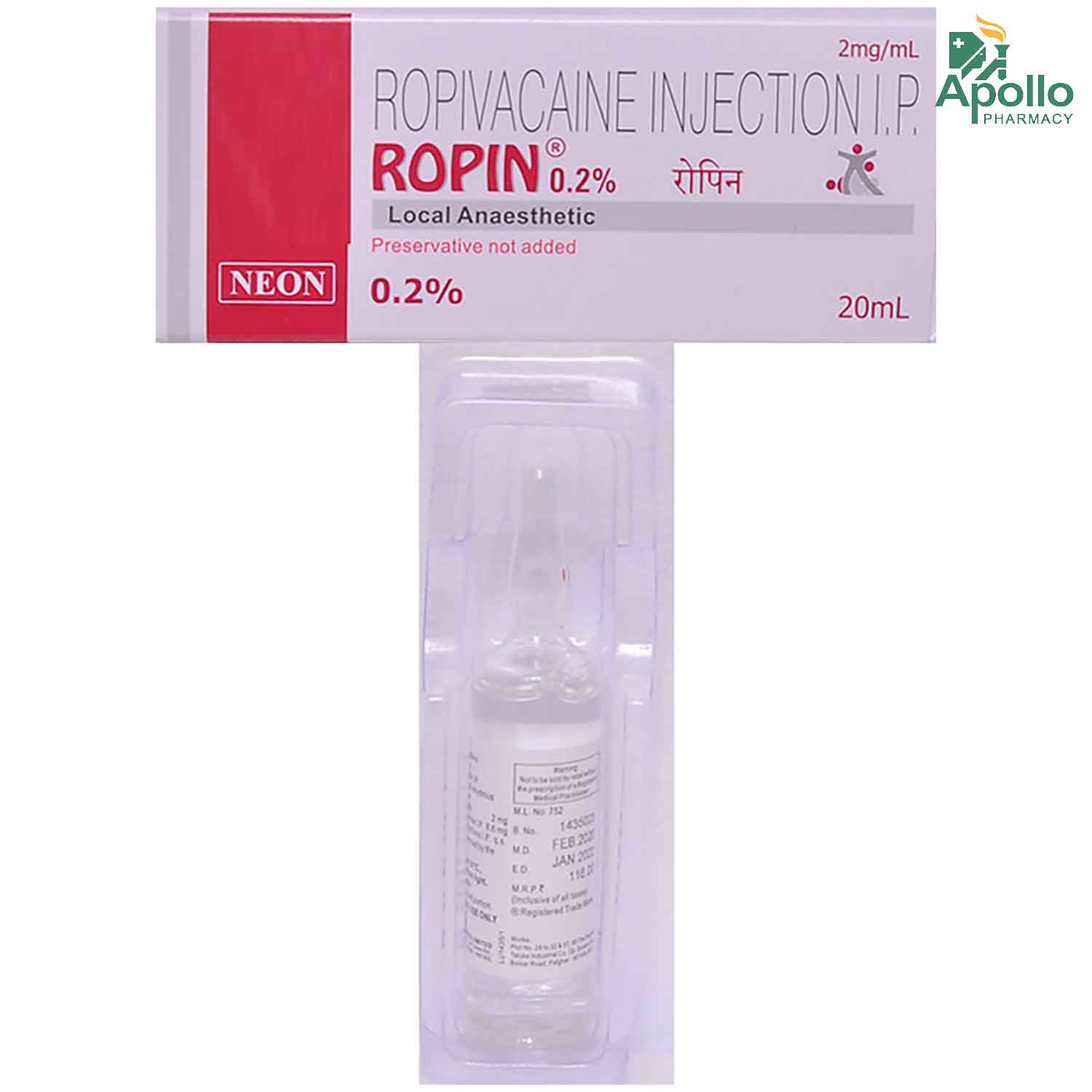 Buy ROPIN 0.2% 20ML INJECTION Online