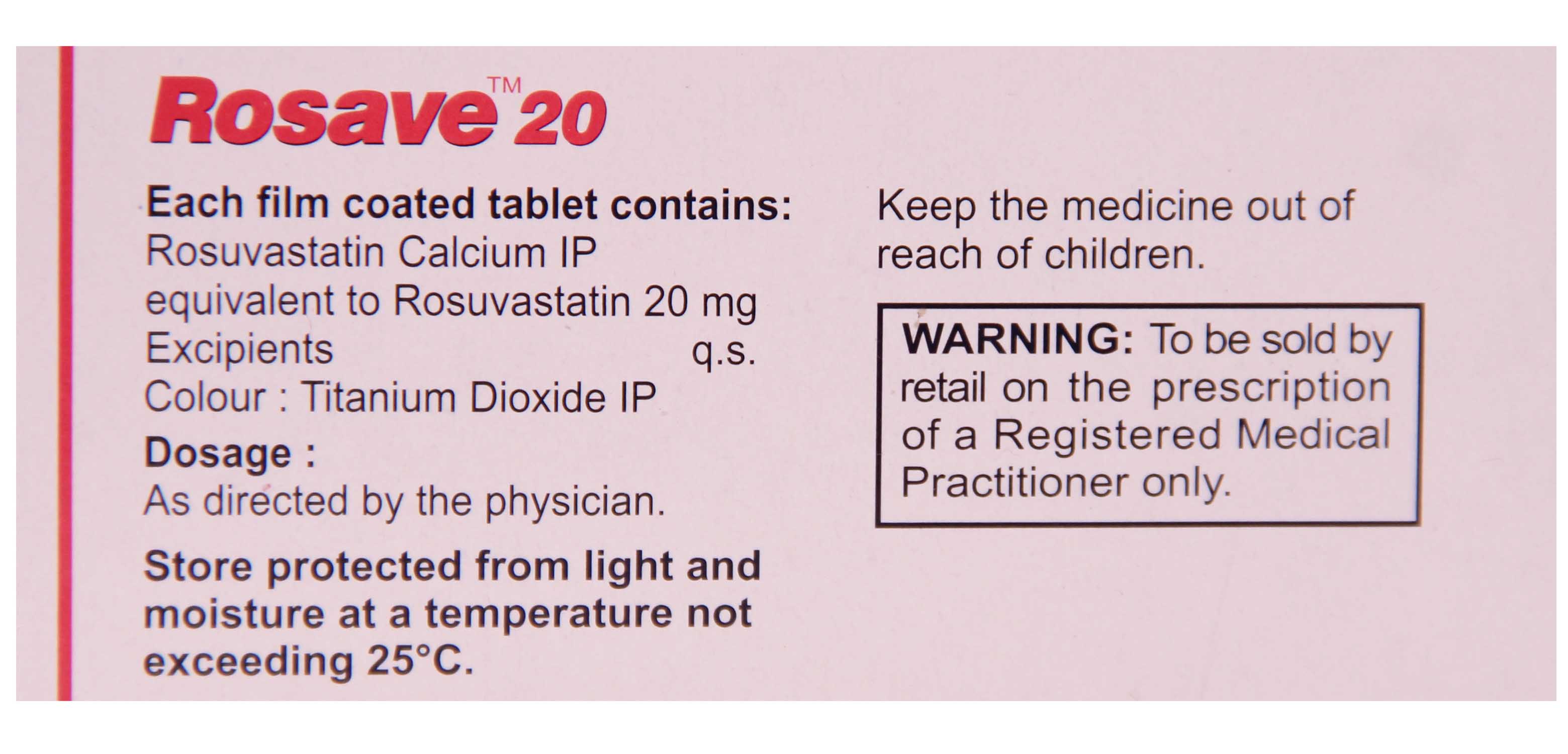Rosave 20 Tablet 10's, Pack of 10 TABLETS Rosave 20 Tablet 10's, Pack of 10 TABLETS