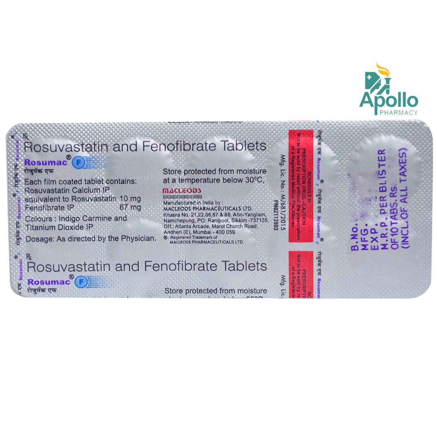 Rosumac F Tablet 10's Price, Uses, Side Effects, Composition - Apollo ...