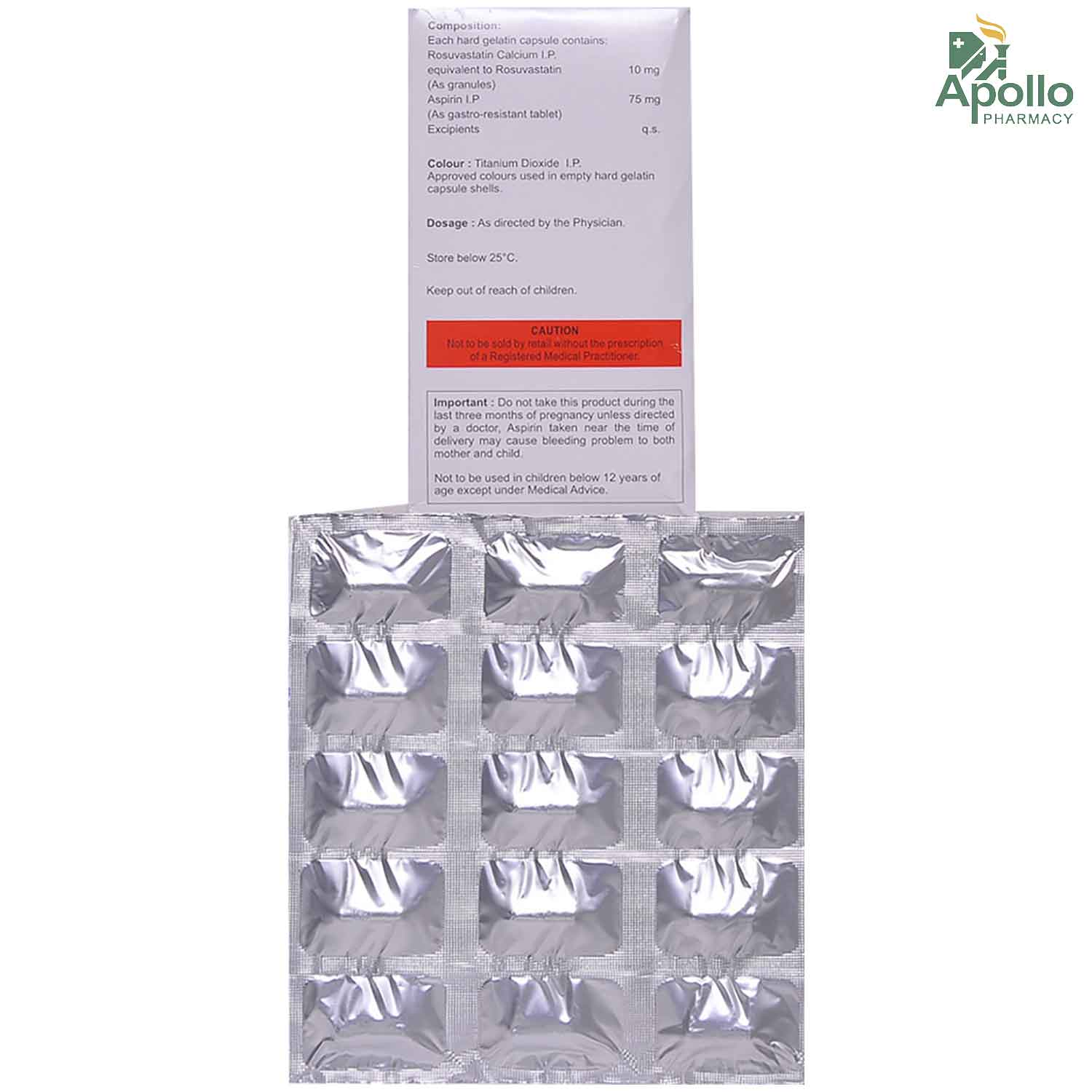 Rosutor A 10 mg/75 mg Capsule 15's, Pack of 15 Rosutor A 10 mg/75 mg Capsule 15's, Pack of 15