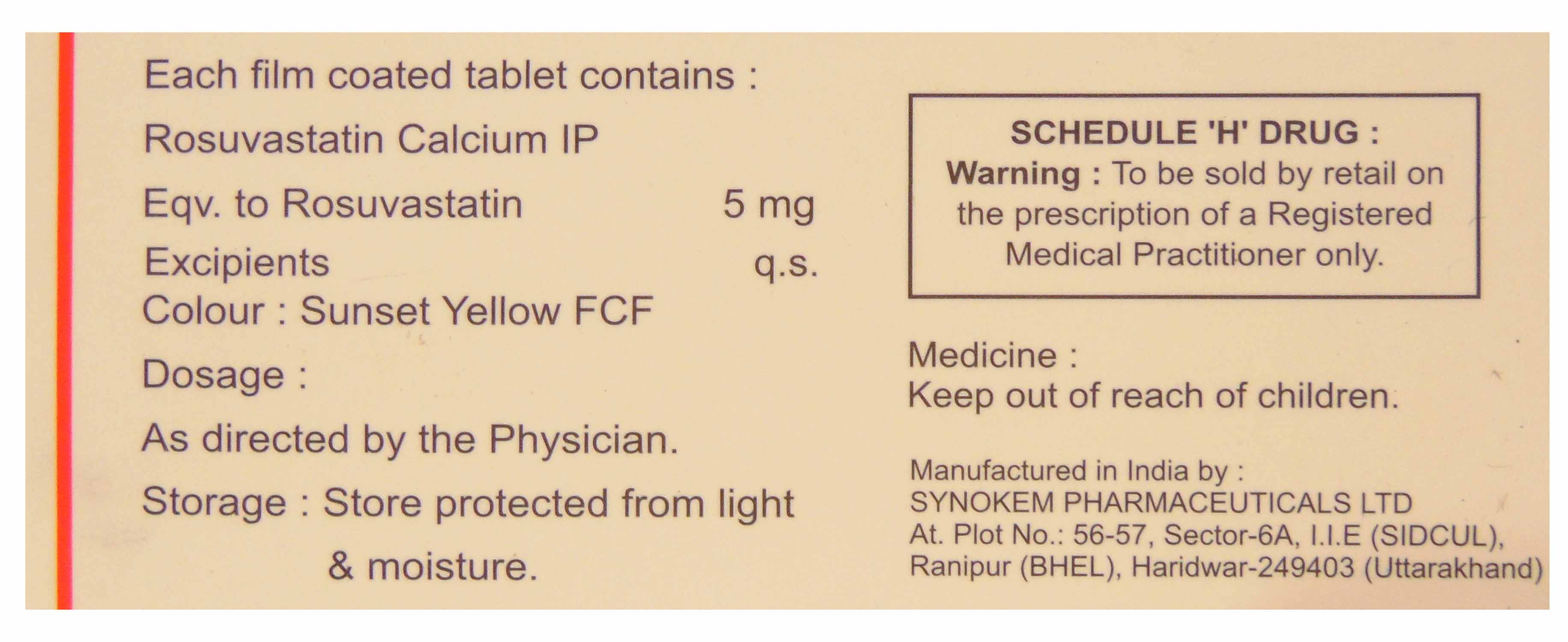 Rosloy 5 Tablet 10's, Pack of 10 TABLETS Rosloy 5 Tablet 10's, Pack of 10 TABLETS