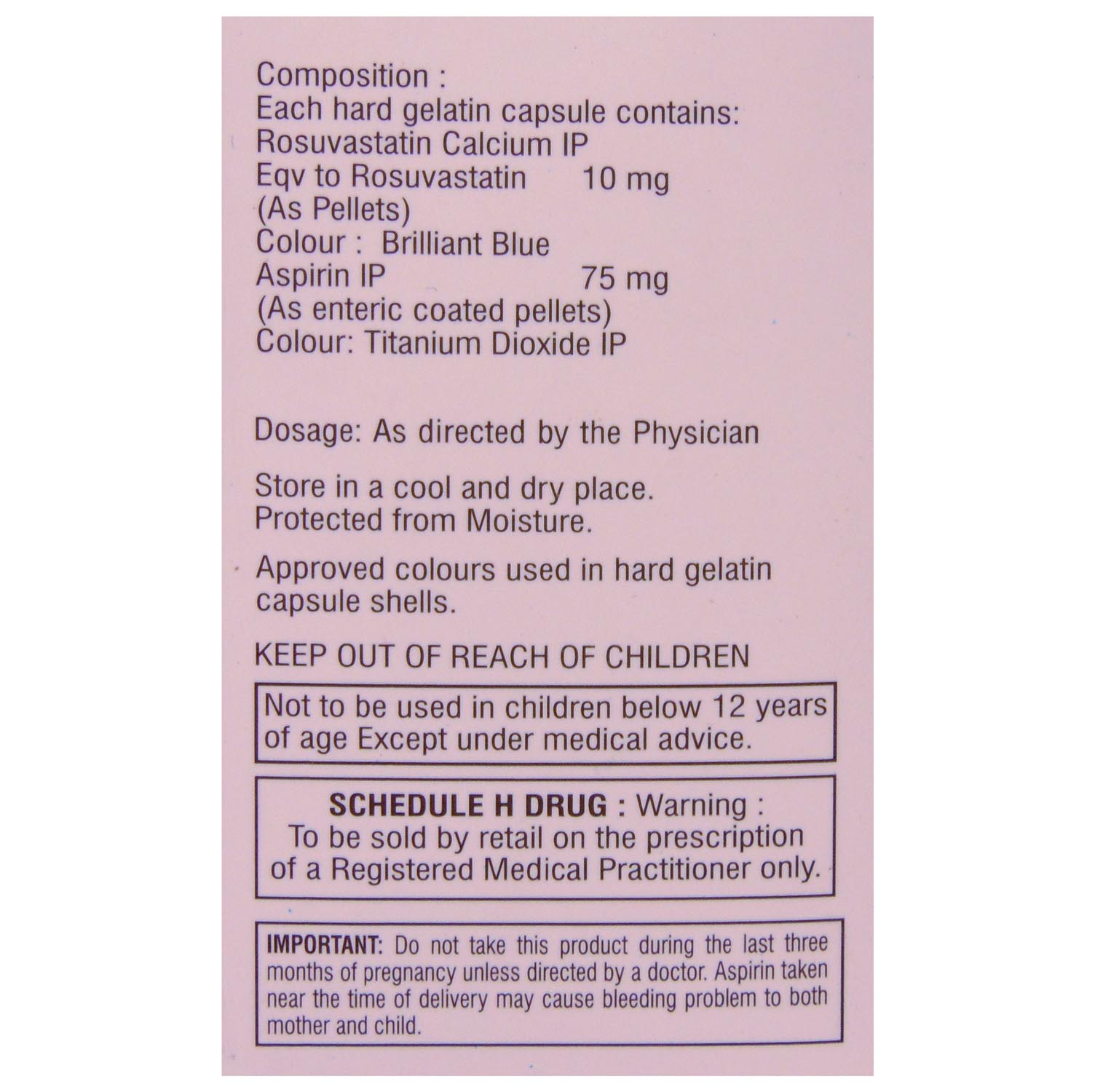 Rosloy-ASP 10/75 Capsule 10's, Pack of 10 Rosloy-ASP 10/75 Capsule 10's, Pack of 10