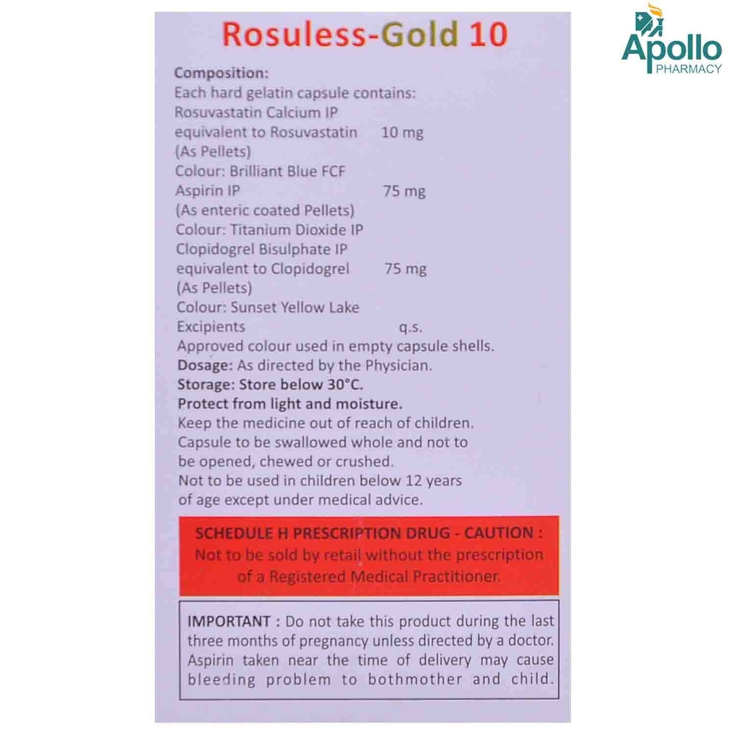 Rosuless Gold Capsule 10's, Pack of 10 CAPSULES Rosuless Gold Capsule 10's, Pack of 10 CAPSULES