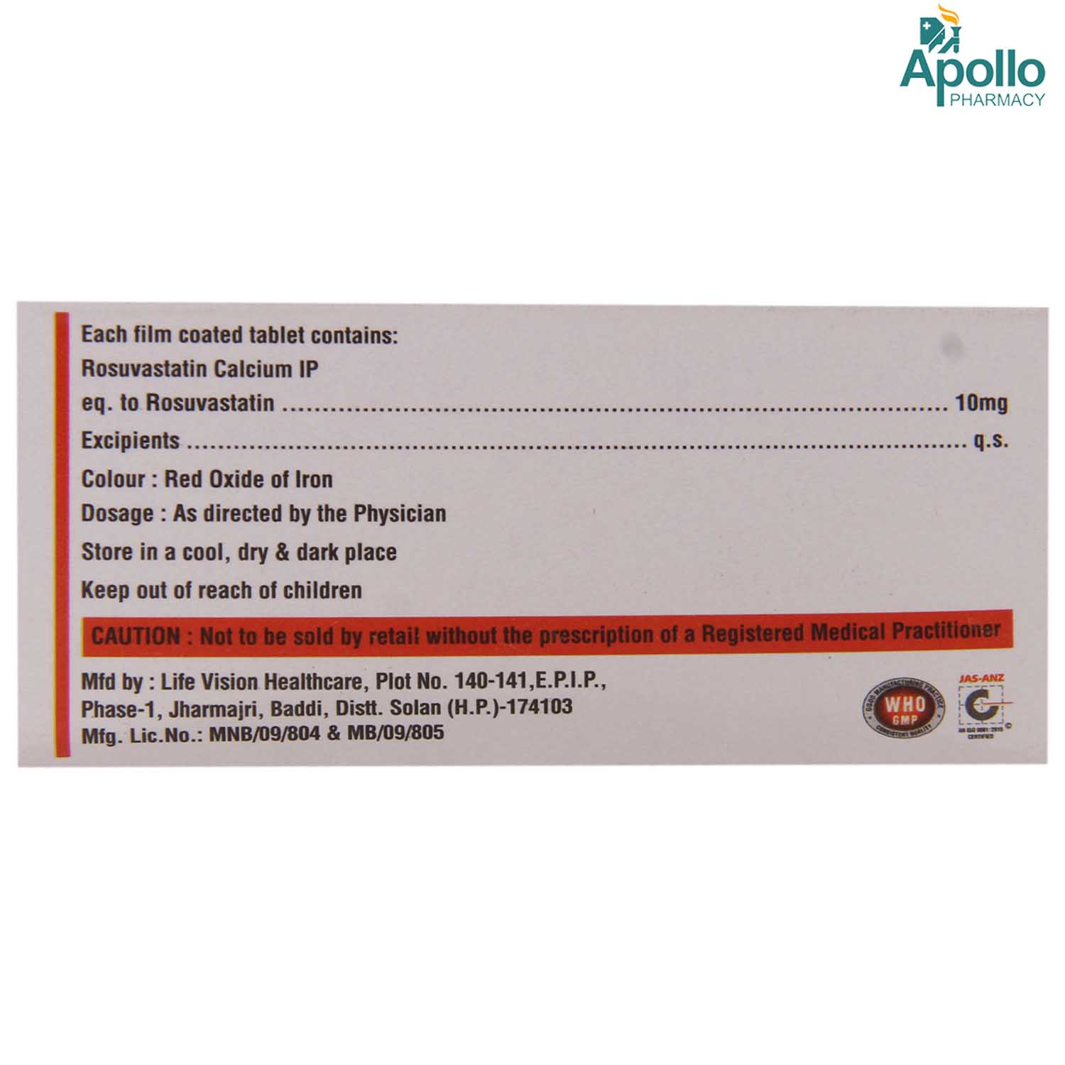 Rosuzun 10mg Tablet 10's, Pack of 10 TABLETS Rosuzun 10mg Tablet 10's, Pack of 10 TABLETS