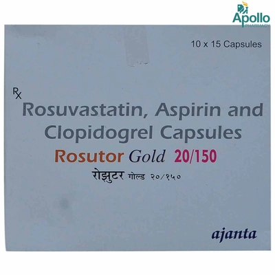 Rosutor Gold 20/150 Capsule 15's, Pack of 15 CAPSULES