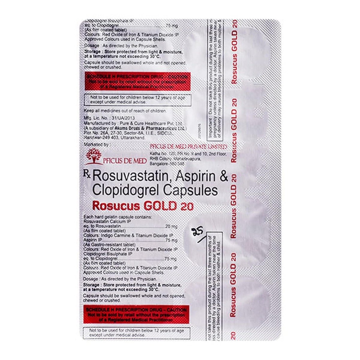 Rosucus Gold 20/75/75mg Capsule 10's, Pack of 10 CAPSULES Rosucus Gold 20/75/75mg Capsule 10's, Pack of 10 CAPSULES