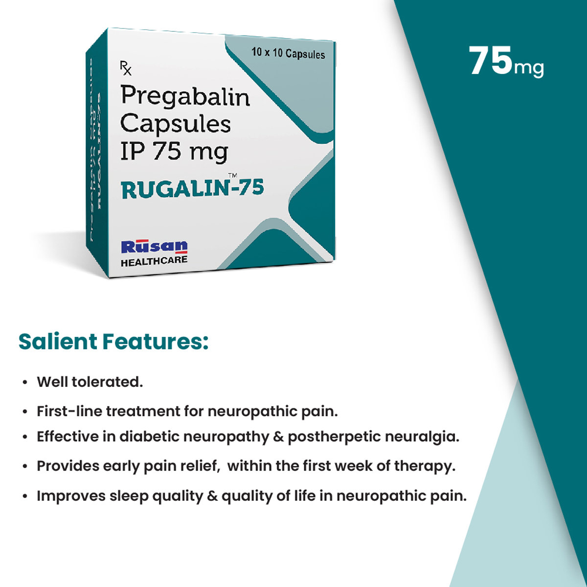 Rugalin 75 mg Tablet 10's, Pack of 10 Rugalin 75 mg Tablet 10's, Pack of 10