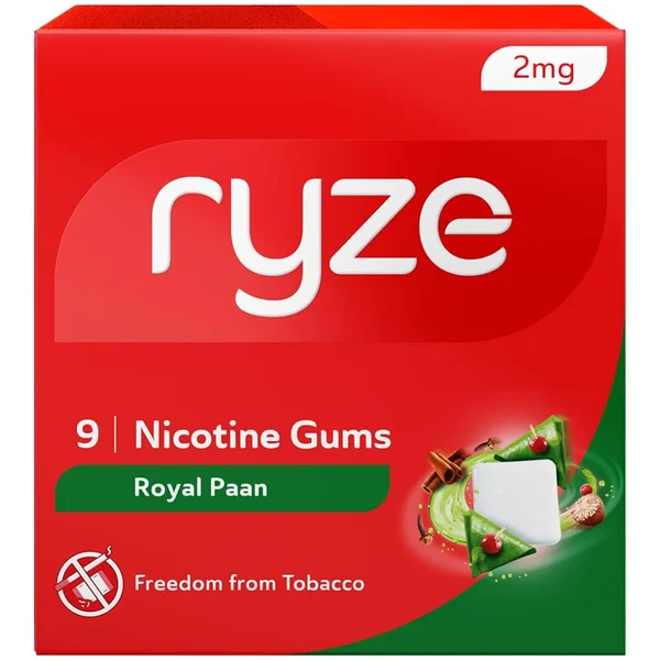Ryze 2mg Royal Paan Nicotine Gums, 9 Count, Pack of 1