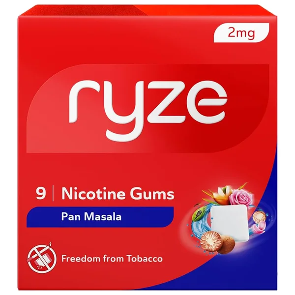 Ryze 2mg Sugar Free Paan Masala Nicotine Gum, 9 Count, Pack of 1