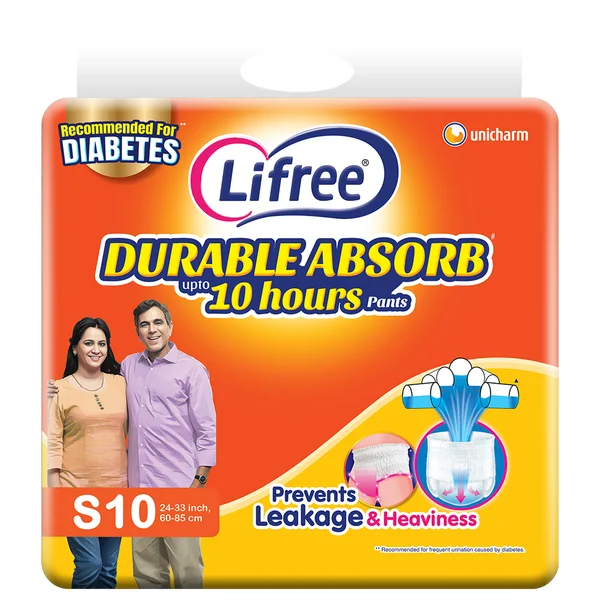 Lifree Durable Absorb Upto 10hours  Adult Diaper Pants Small, 10 Count
