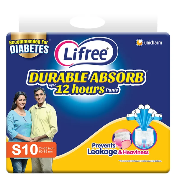 Lifree Durable Absorb Upto 12hours  Adult Diaper Pants Small, 10 Count