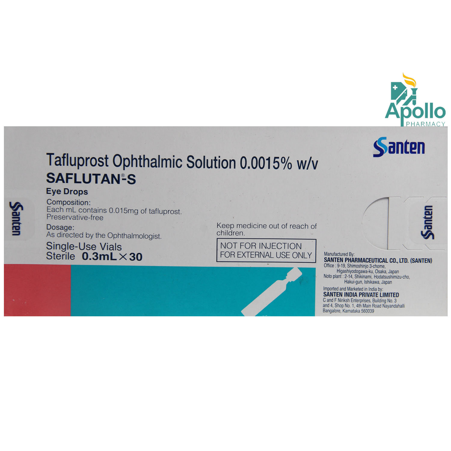 Buy Saflutan-S Eye Drops 0.3 ml Online